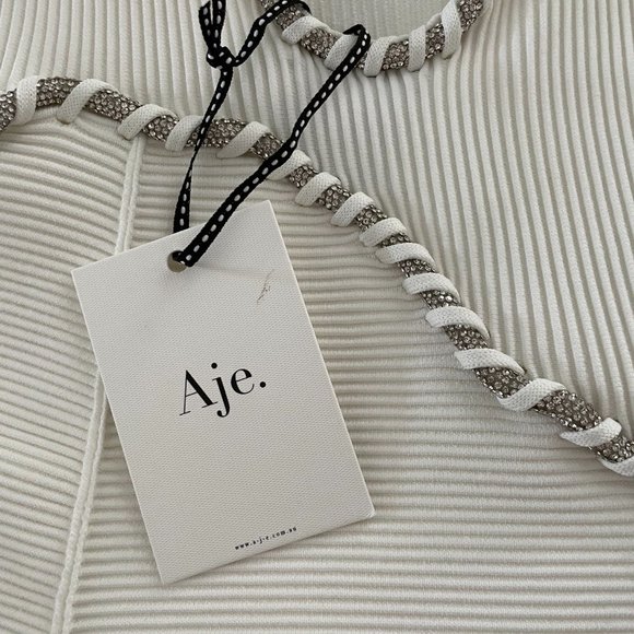 Aje Carve Abstract Knit Midi Dress - Ivory White NWT - Size M (US 6) - Picture 7 of 10